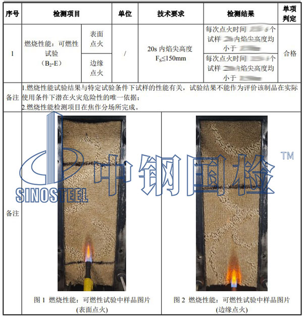 紡織品防火檢測(cè)項(xiàng)目結(jié)果