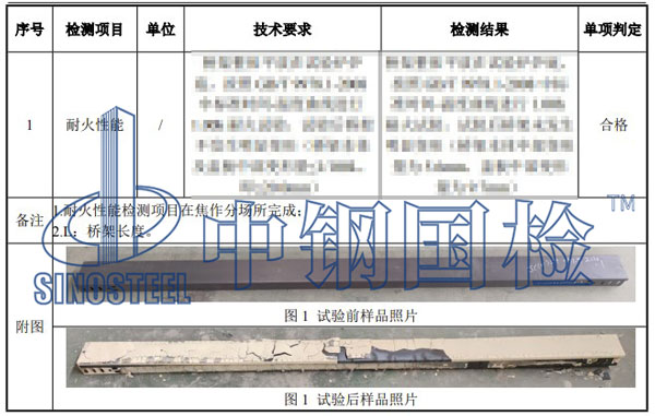 防火橋架檢測項目結果