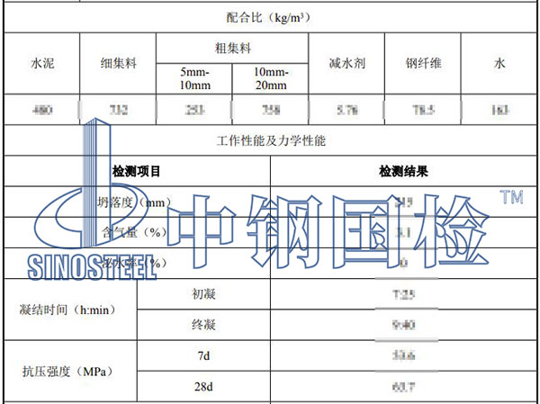 鋼纖維混凝土檢測(cè)項(xiàng)目結(jié)果